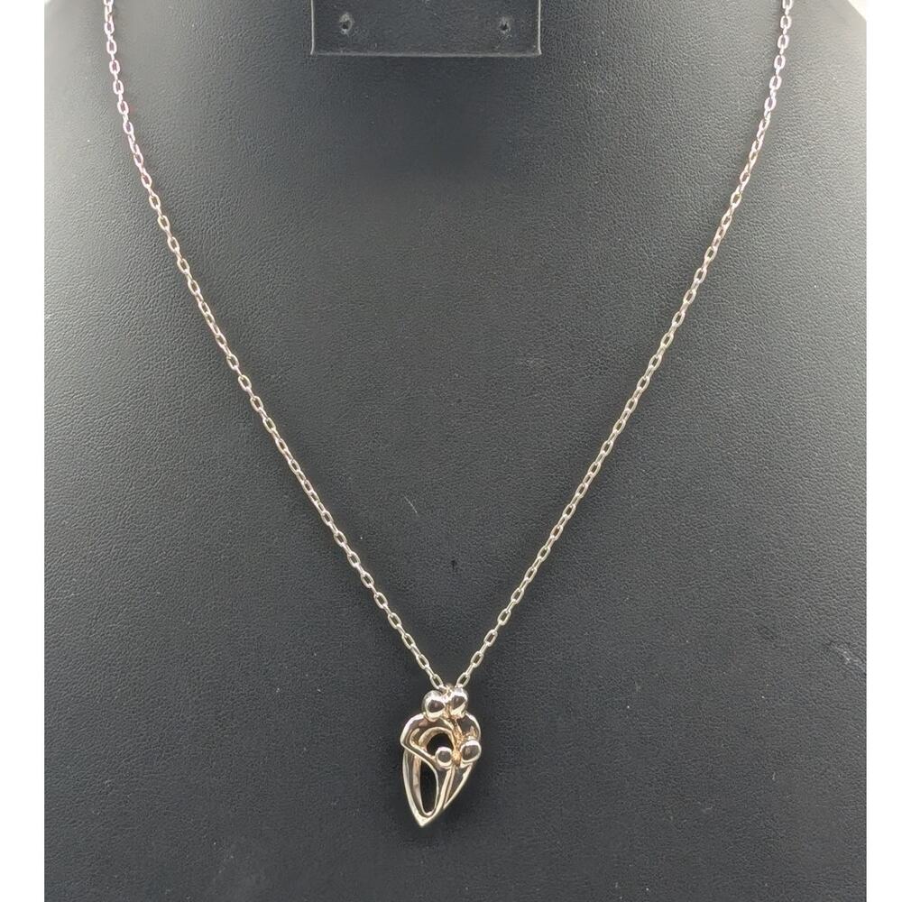 Vtg Carolyn Pollack 925 Sterling Silver Family of Four Love Pendant 18" Necklace